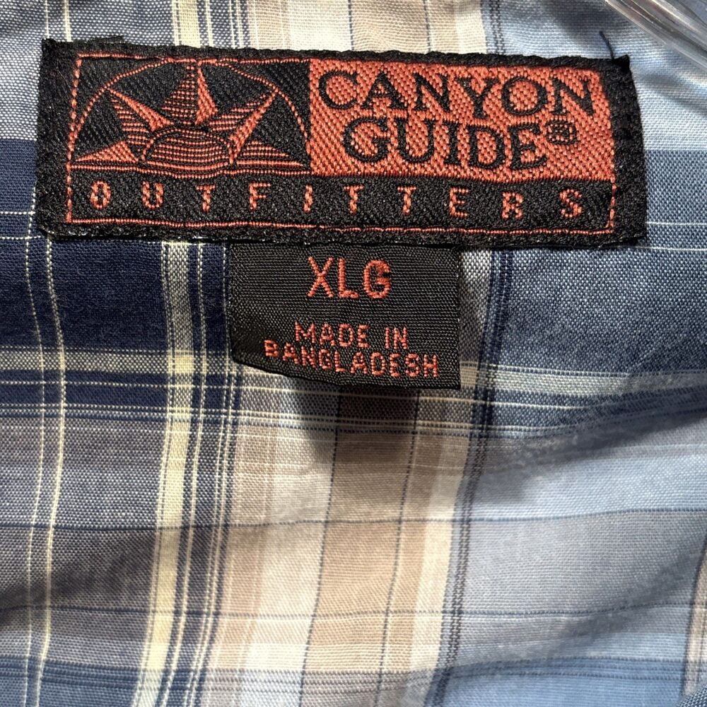 Canyon Guide Outfitters Mens XLG Plaid Western Shirt Pearl Snap Cowboy Ranch